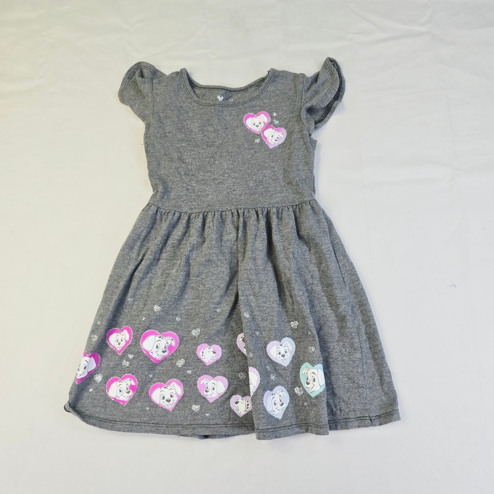 Disney Jumping Beans 101 Dalmatians Dress Kids 2T Gray Heart Glitter Flutter